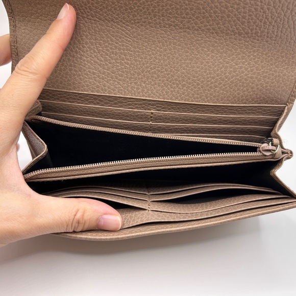 Authenticated GUCCI GG Marmont Leather Bifold Long Wallet Light Pink - Picture 4 of 10